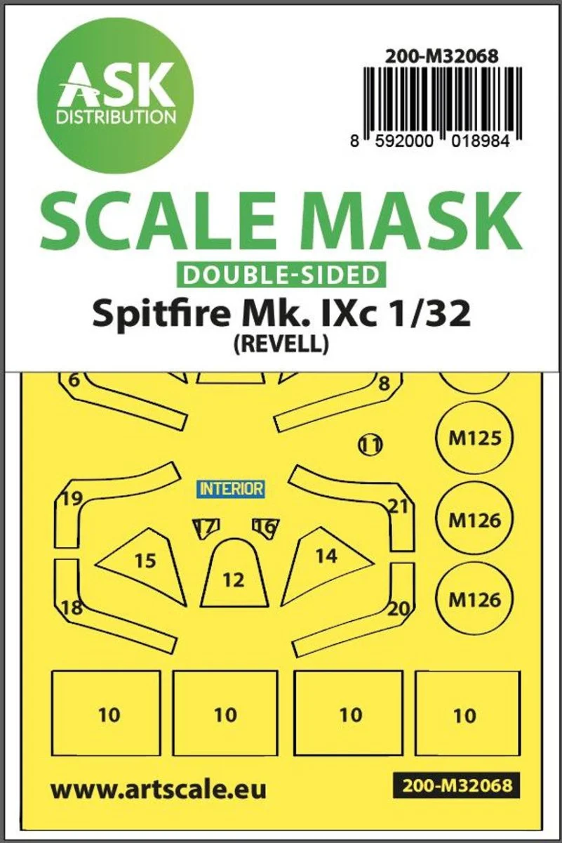 Art Scale 1/32 Art Scale Spitfire Mk.IXc double-sided fit mask for Revell