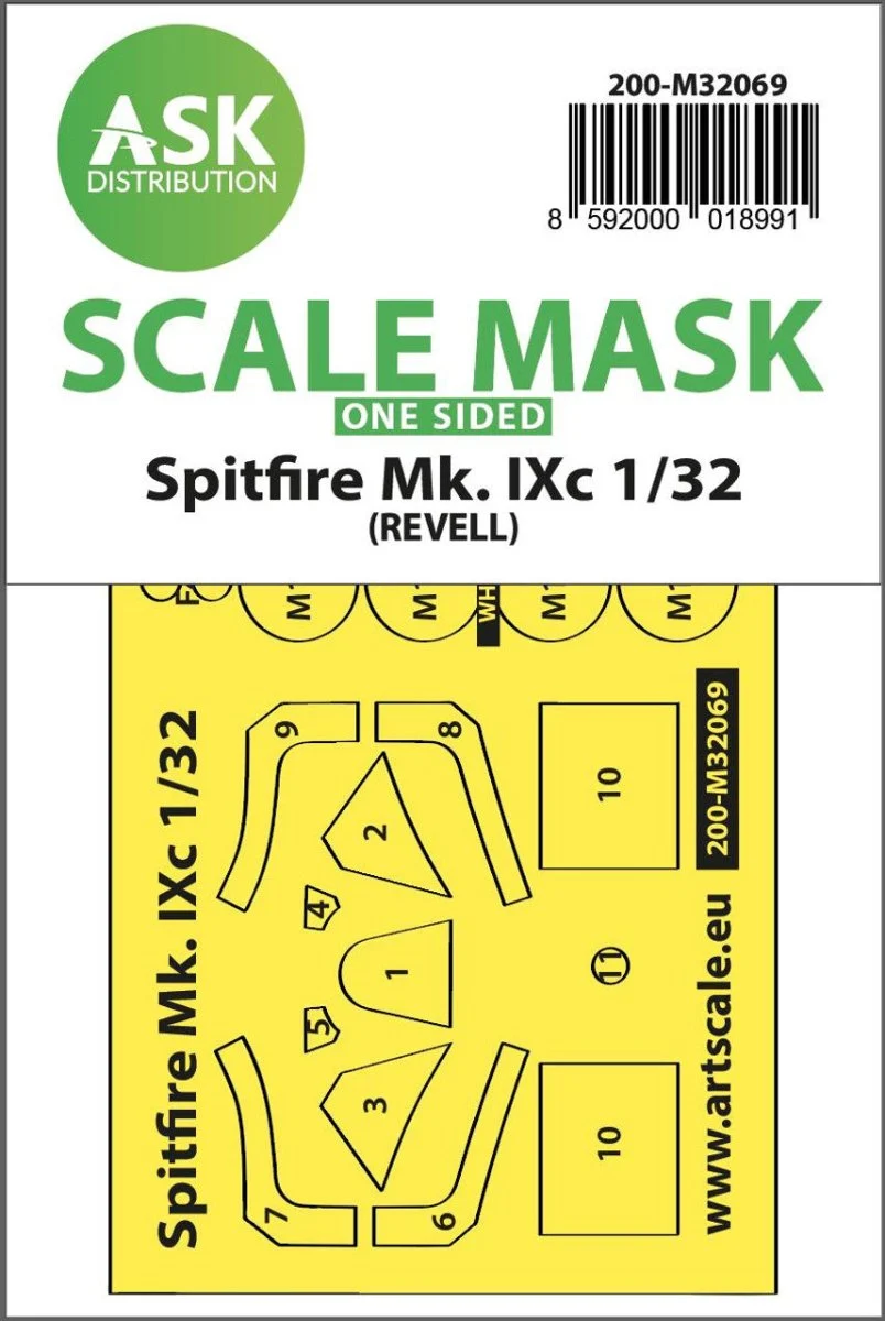 Art Scale 1/32 Art Scale Spitfire Mk.IXc one-sided fit mask for Revell
