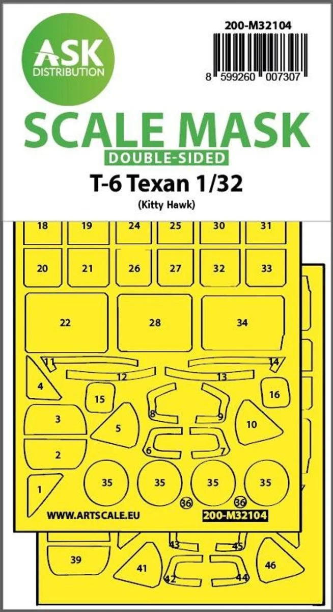 Art Scale 1/32 Art Scale T-6 Texan double-sided express fit mask for Kitty Hawk