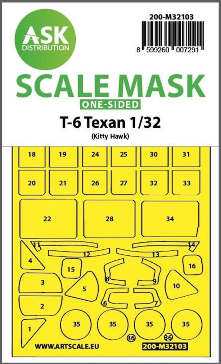 Art Scale 1/32 Art Scale T-6 Texan one-sided express fit mask for Kitty Hawk