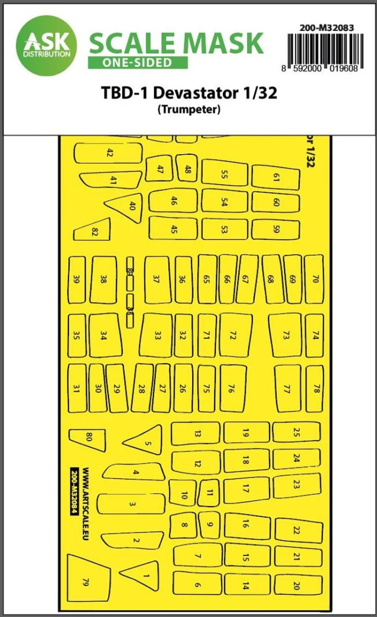 Art Scale 1/32 Art Scale TBD-1 Devastator one-sided express fit mask for Trumpeter