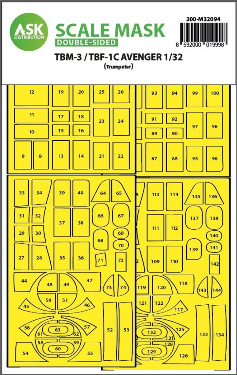 Art Scale 1/32 Art Scale TBM-3/TBF-1C double-sided express fit mask for Trumpeter