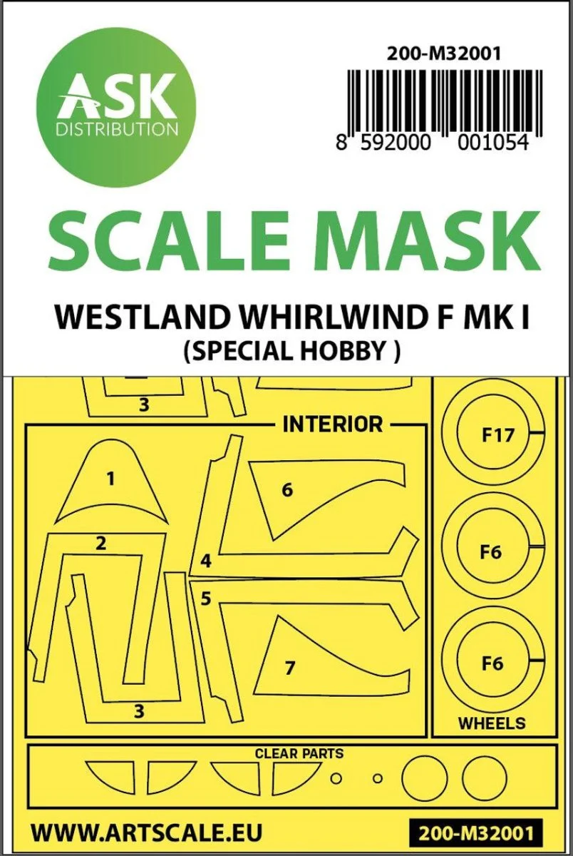 Art Scale 1/32 Art Scale Westland Whirlwind Mk.I double-sided painting mask for Special Hobby