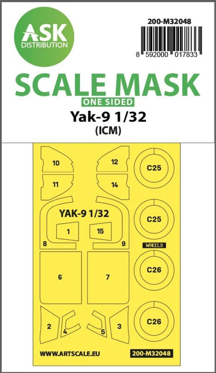 Art Scale 1/32 Art Scale Yak-9 one-sided mask for ICM