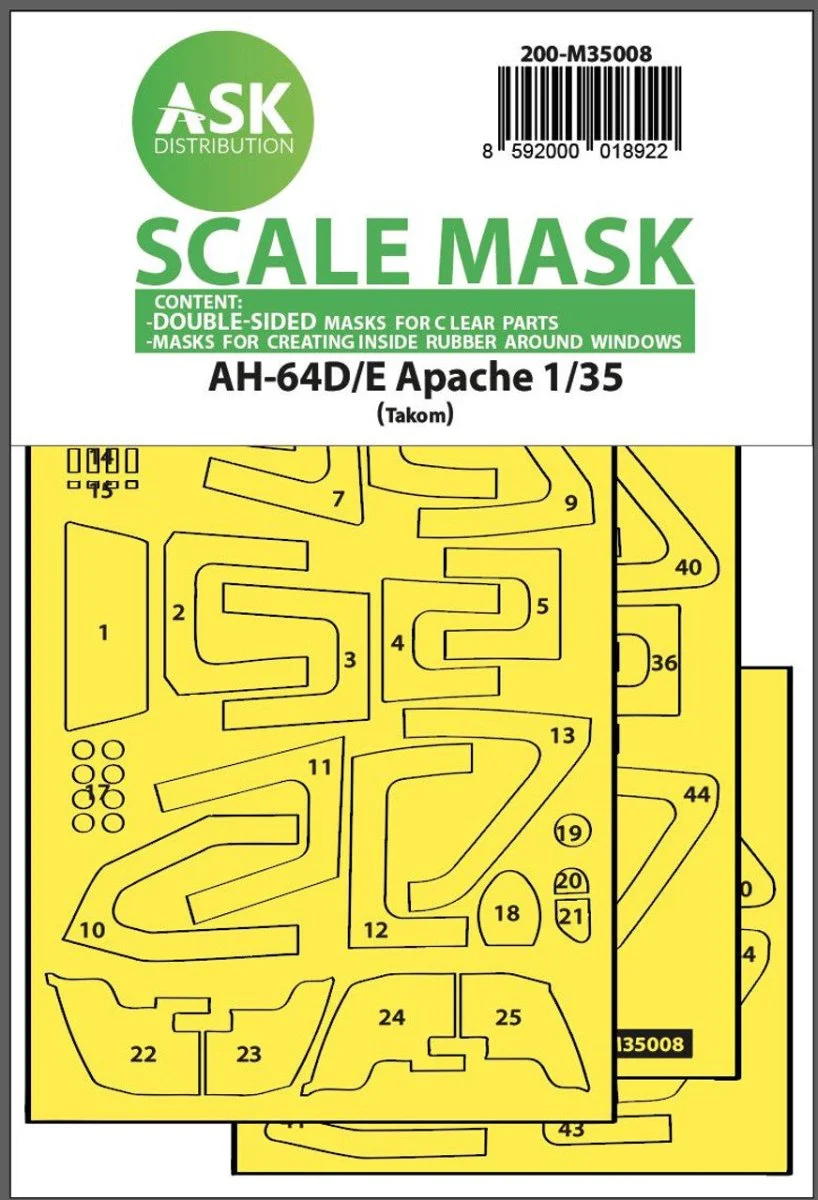 Art Scale 1/35 Art Scale AH-64D/E double-sided mask with inside white rubber mask for Tacom