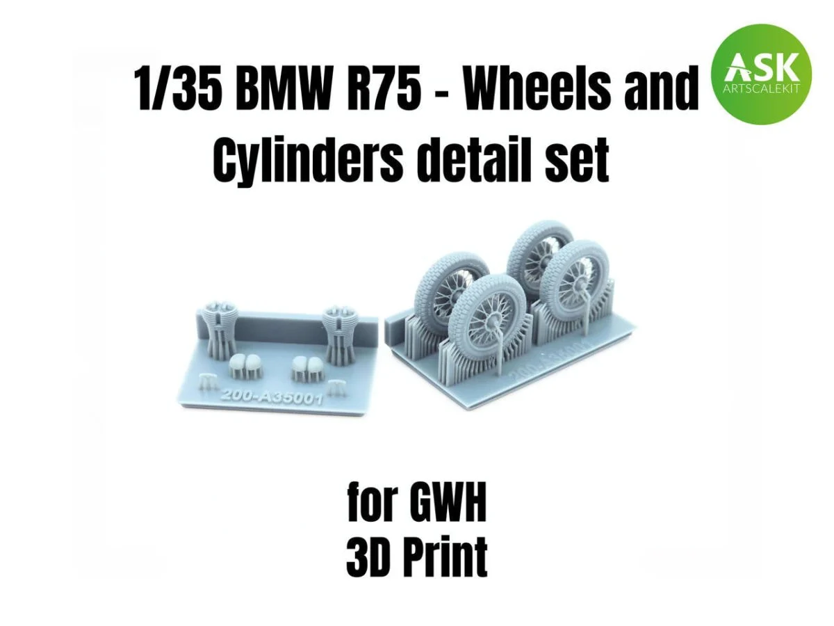 Art Scale 1/35 Art Scale BMW R75 - Wheels and Cylinders detail set recommended for GWH