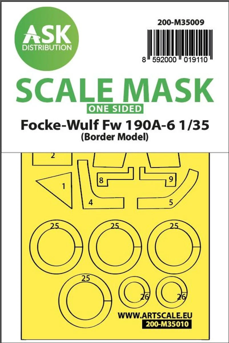 Art Scale 1/35 Art Scale Fw 190A-6 one-sided painting mask for Border Model