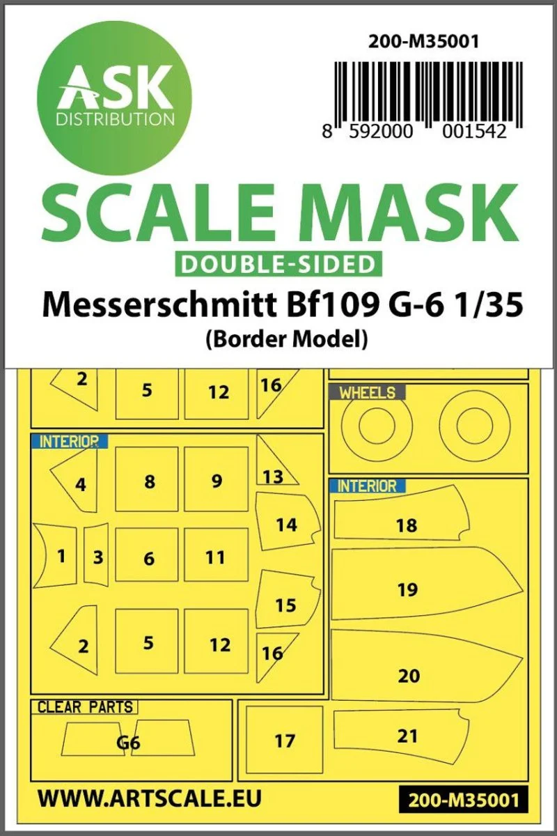 Art Scale 1/35 Art Scale Messerschmitt Bf 109G-6 double-sided painting mask for Border Model
