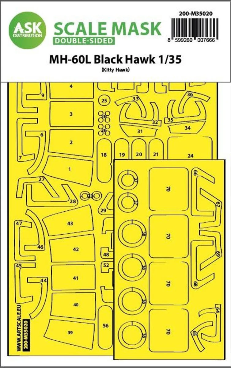 Art Scale 1/35 Art Scale MH-60L Black Hawk double-sided express fit painting mask for Kitty Hawk