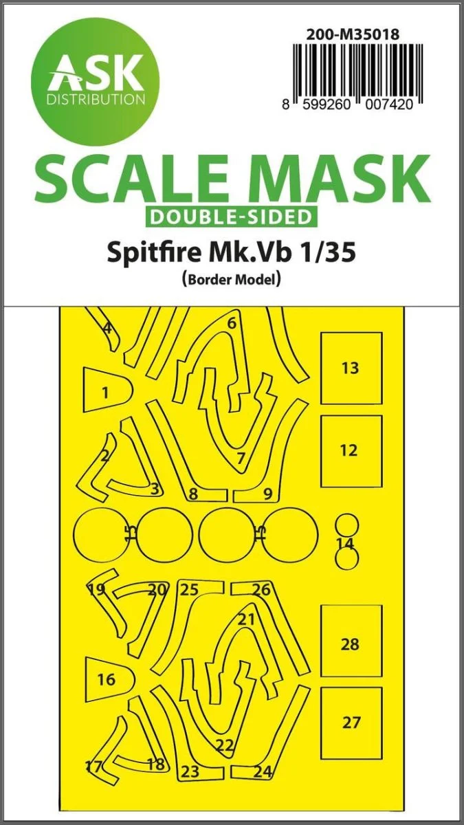 Art Scale 1/35 Art Scale Spitfire Mk.Vb double-sided express fit painting mask for Border Model