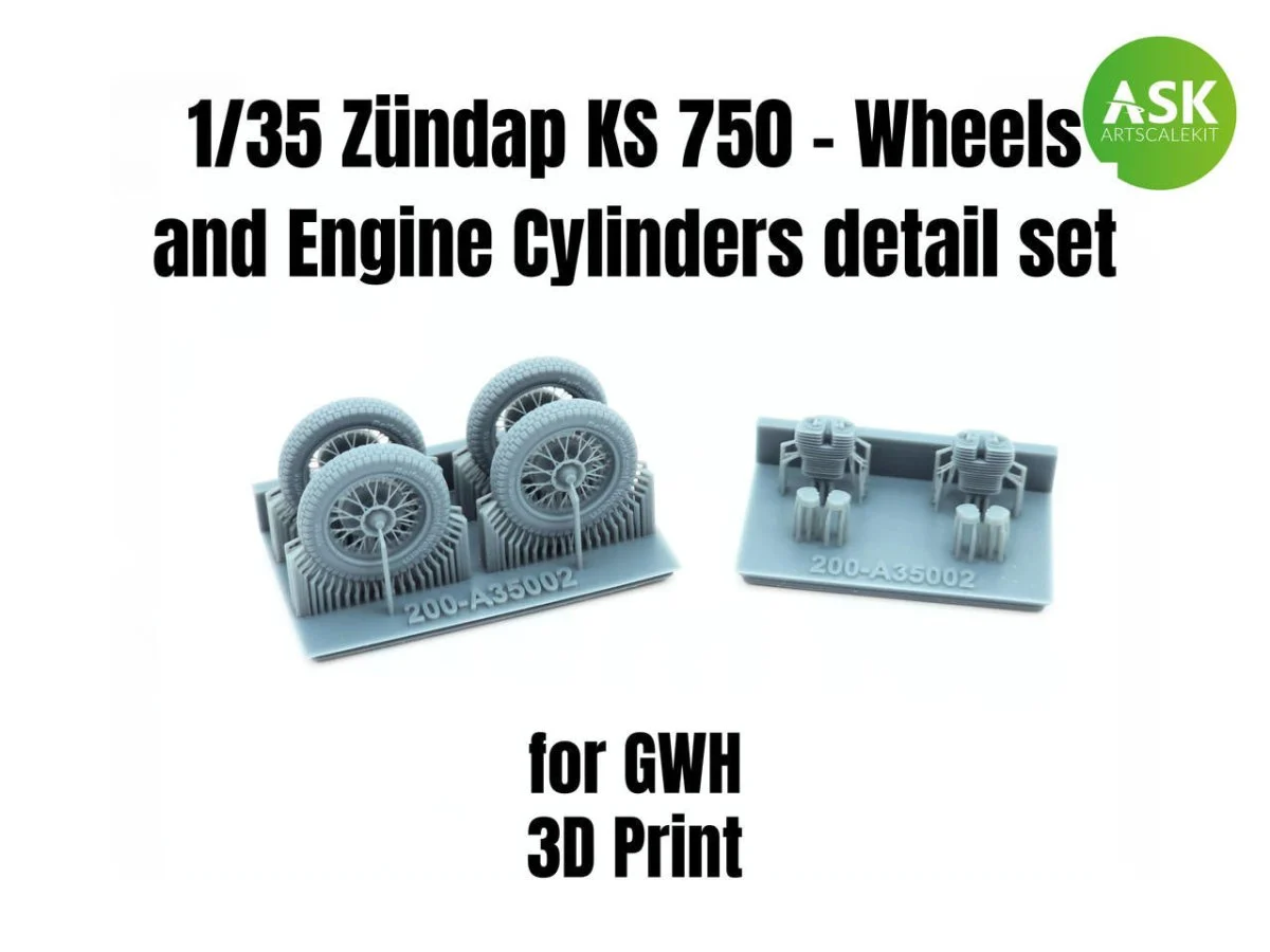 Art Scale 1/35 Art Scale Zundap KS 750 - Wheels and Engine Cylinders detail set recommended for GWH