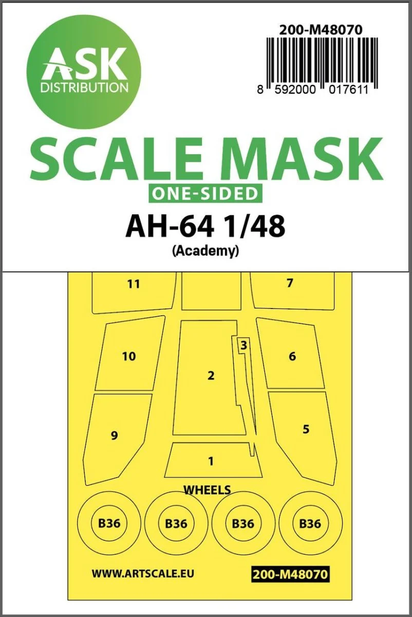 Art Scale 1/48 Art Scale AH-64 one-sided mask for Academy