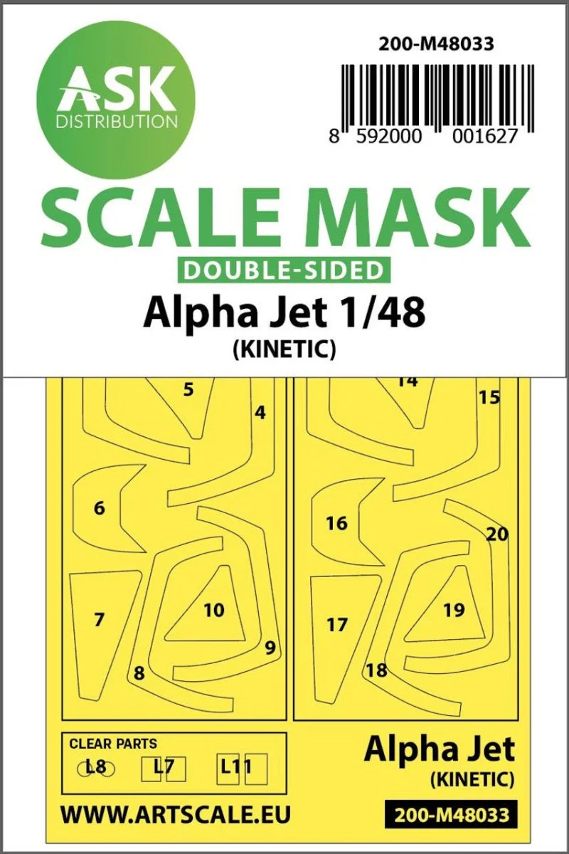 Art Scale 1/48 Art Scale Alpha Jet double-sided painting mask for Kinetic