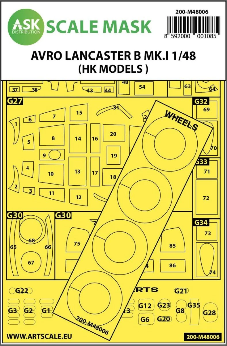 Art Scale 1/48 Art Scale Avro Lancaster Mk.I B outside painting mask for HK Models