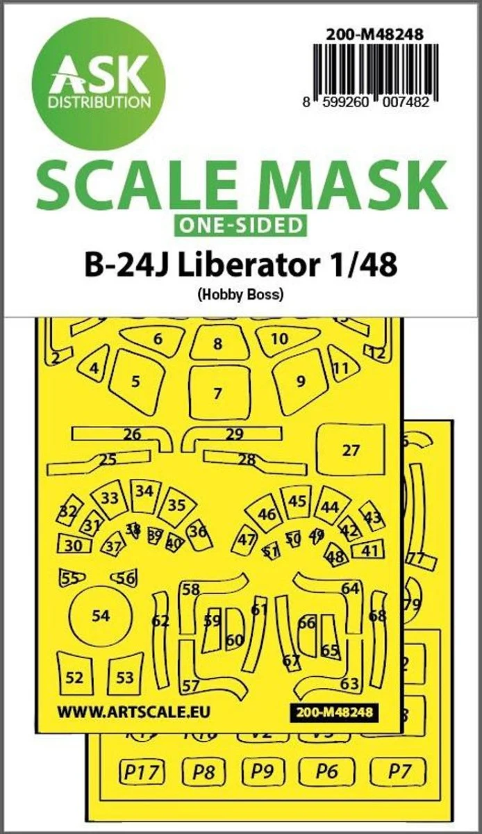 Art Scale 1/48 Art Scale B-24J Liberator one-sided express fit mask for Hobby Boss