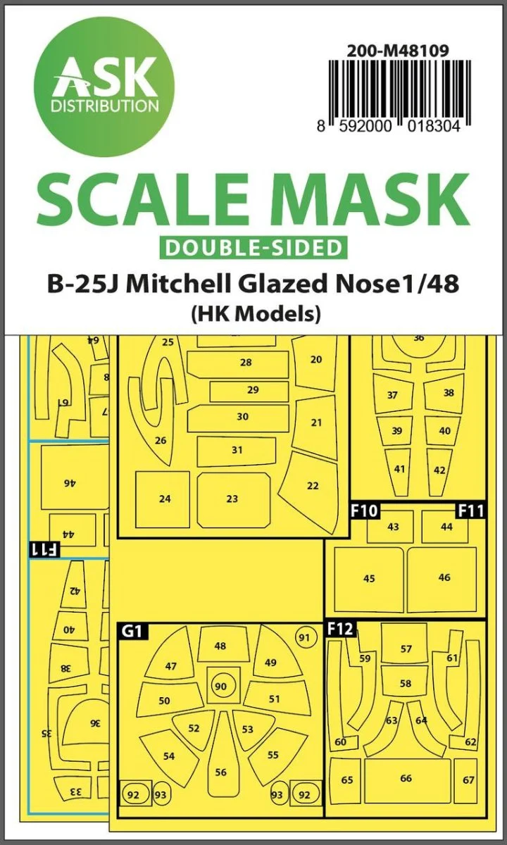 Art Scale 1/48 Art Scale B-25J Mitchell double-sided mask self-adhesive pre-cutted for HK Models