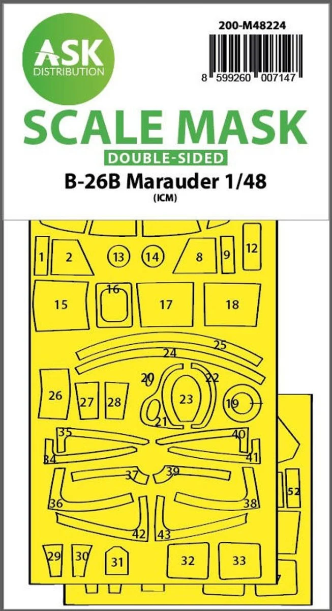Art Scale 1/48 Art Scale B-26B Marauder double-sided express fit mask for ICM