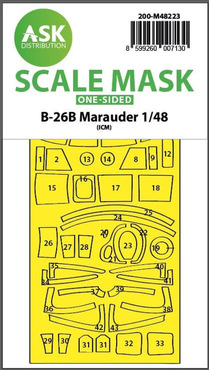 Art Scale 1/48 Art Scale B-26B Marauder one-sided express fit mask for ICM