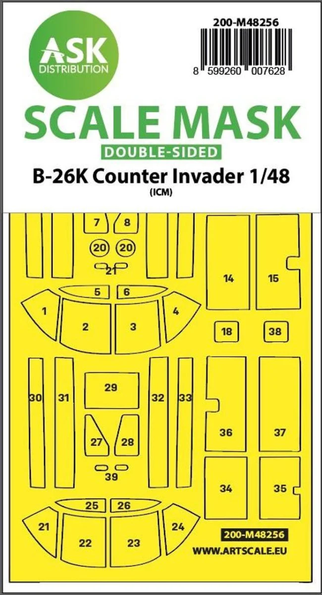 Art Scale 1/48 Art Scale B-26K Counter Invader double-sided express fit mask for ICM