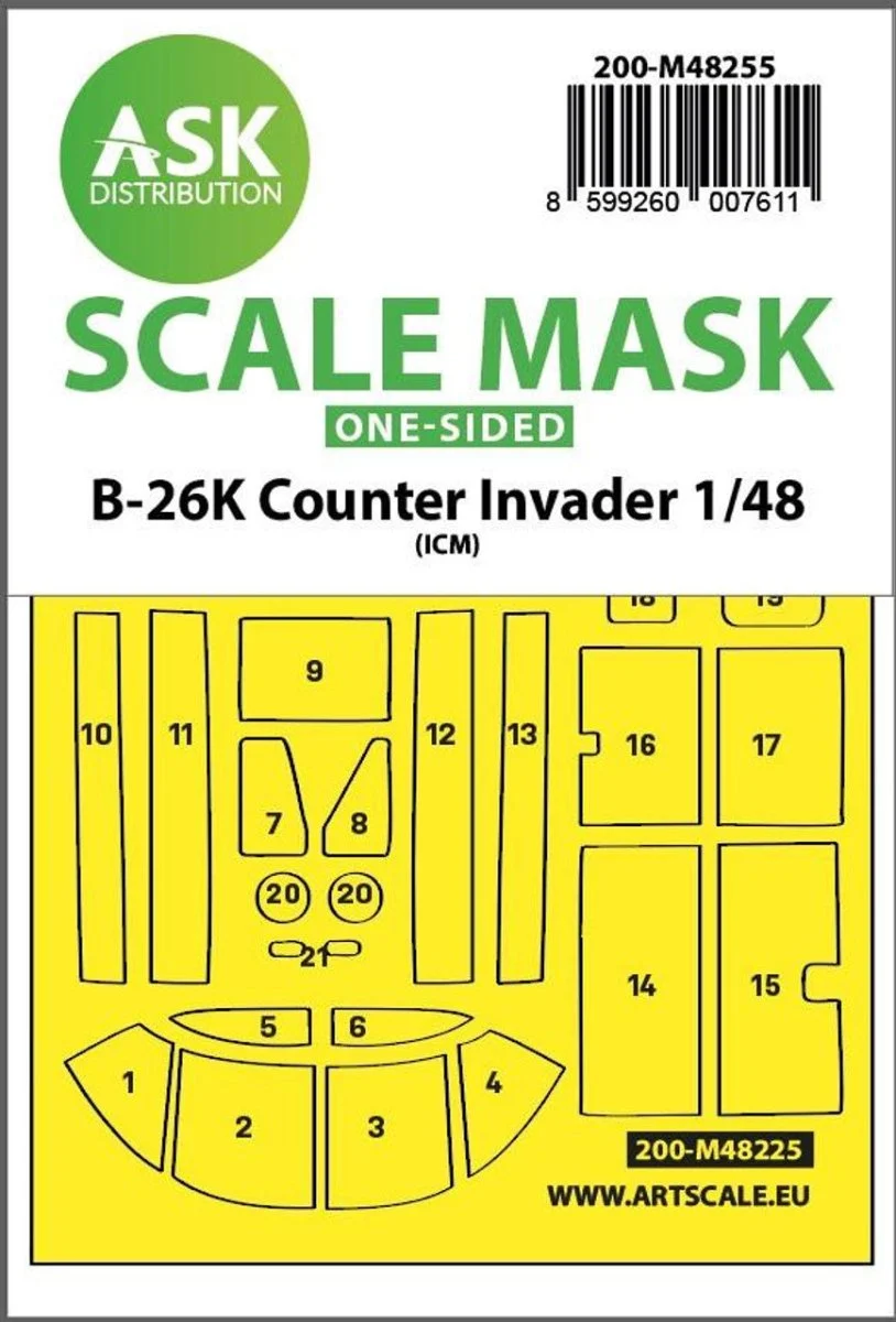 Art Scale 1/48 Art Scale B-26K Counter Invader one-sided express fit mask for ICM