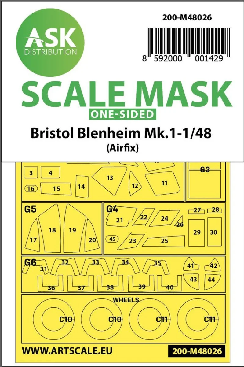 Art Scale 1/48 Art Scale Bristol Blenheim Mk.I one-sided painting mask for Airfix