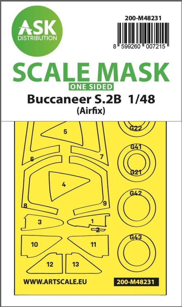 Art Scale 1/48 Art Scale Buccaneer S.2B one-sided express fit mask for Airfix
