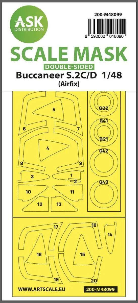 Art Scale 1/48 Art Scale Buccaneer S.2C/D double-sided mask self-adhesive, pre-cutted for Airfix