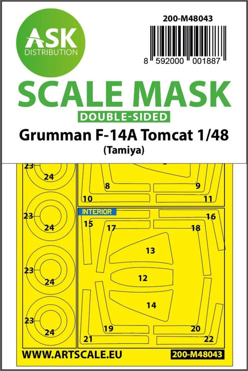 Art Scale 1/48 Art Scale F-14A Tomcat double-sided painting mask for Tamiya