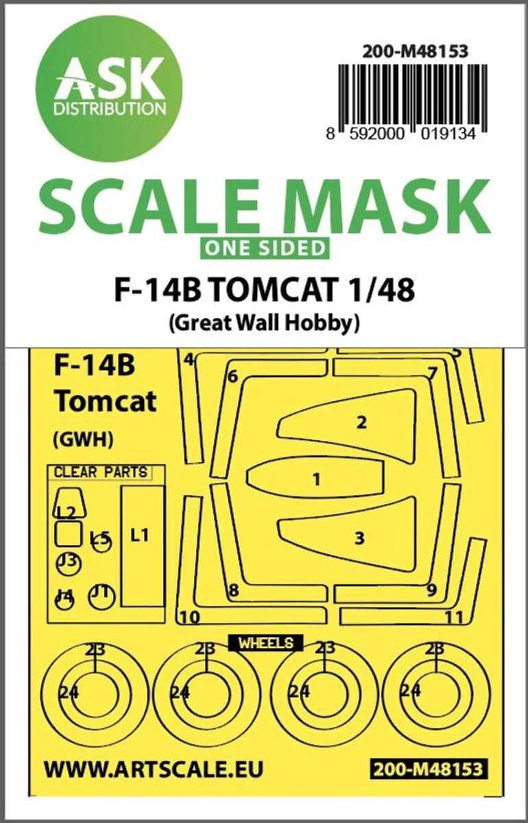 Art Scale 1/48 Art Scale F-14B Tomcat one-sided express fit mask for