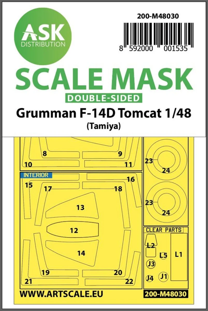 Art Scale 1/48 Art Scale F-14D double-sided painting mask for Tamiya