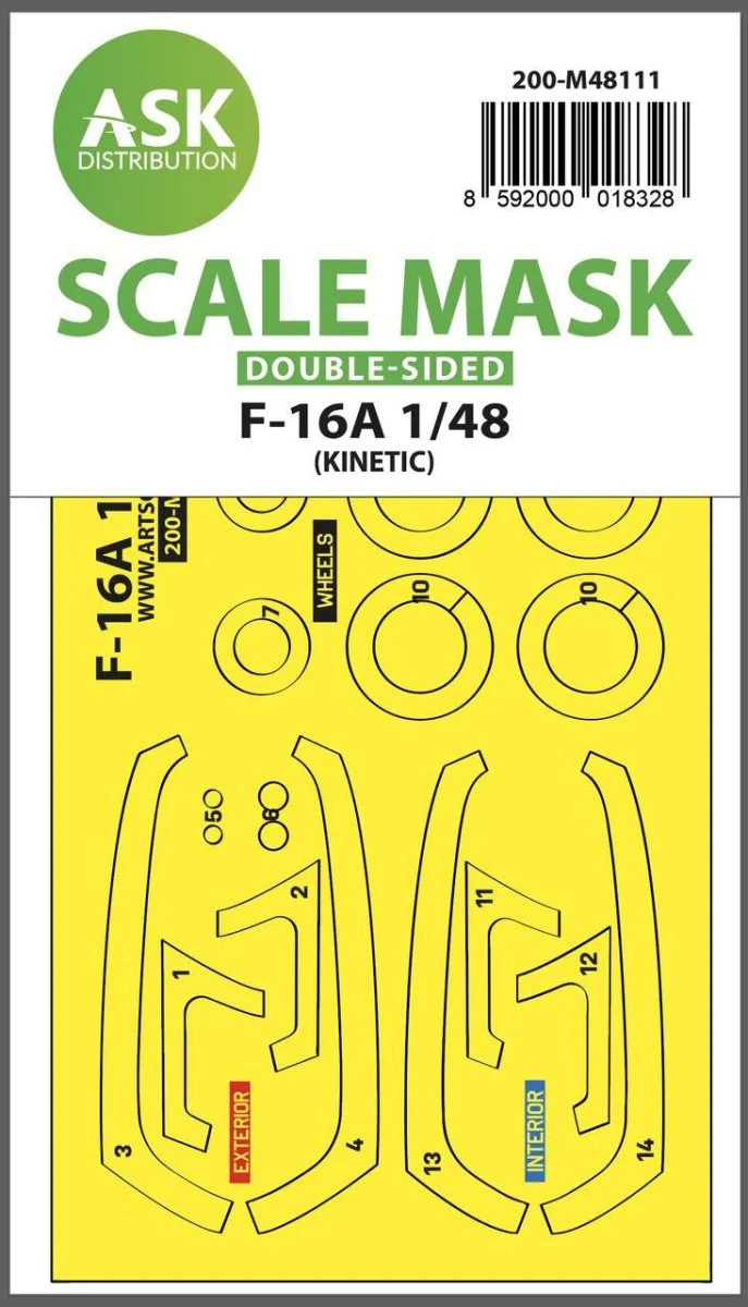 Art Scale 1/48 Art Scale F-16A double-sided express mask, self-adhesive and pre-cutted for Kinetic