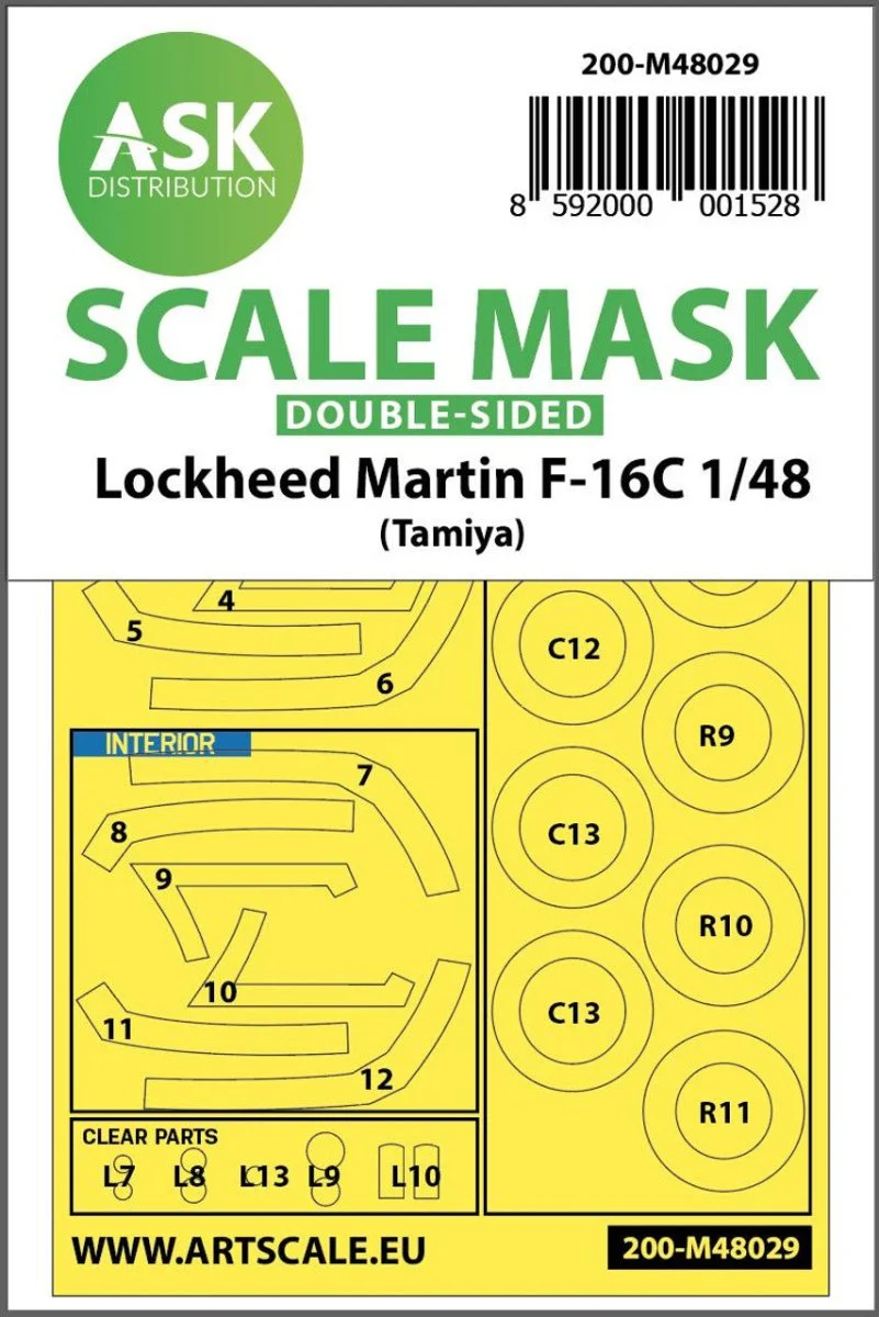 Art Scale 1/48 Art Scale F-16C double-sided painting mask for Tamiya