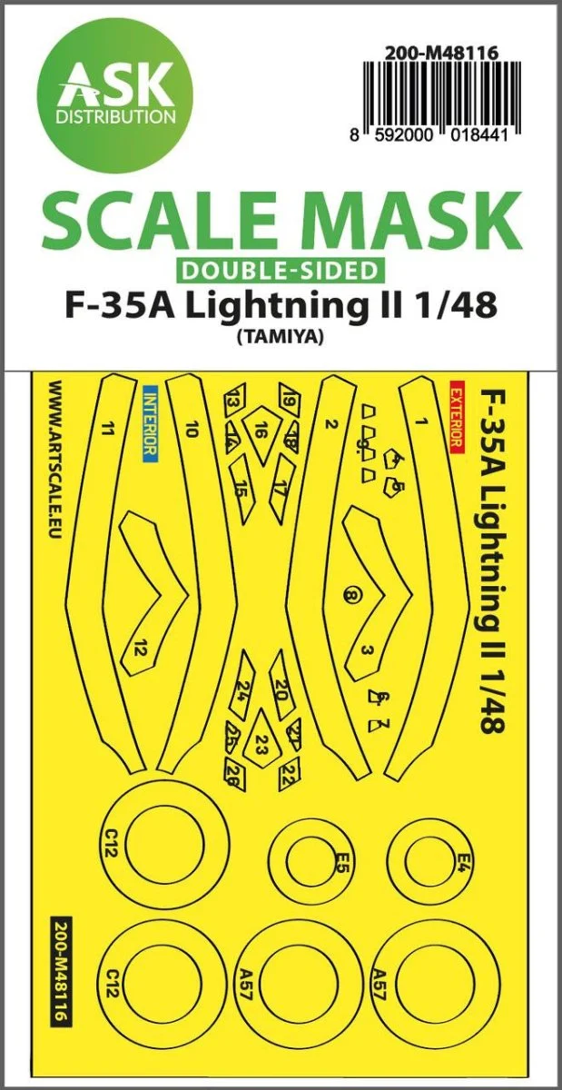 Art Scale 1/48 Art Scale F-35A Lightning II double-sided express mask, self-adhesive and pre-cutted for Tamiya