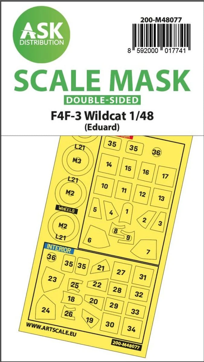 Art Scale 1/48 Art Scale F4F-3 Wildcat double-sided express mask for Eduard