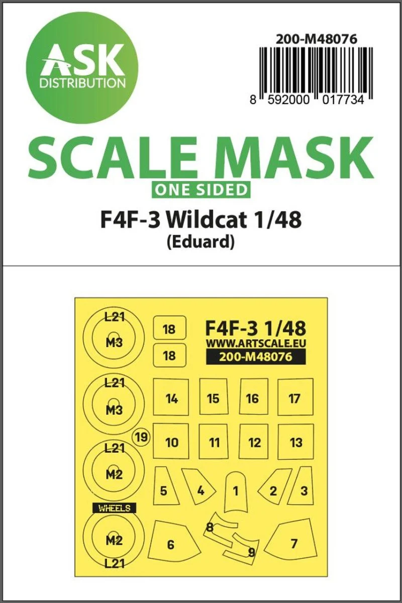 Art Scale 1/48 Art Scale F4F-3 Wildcat one-sided express mask for Eduard