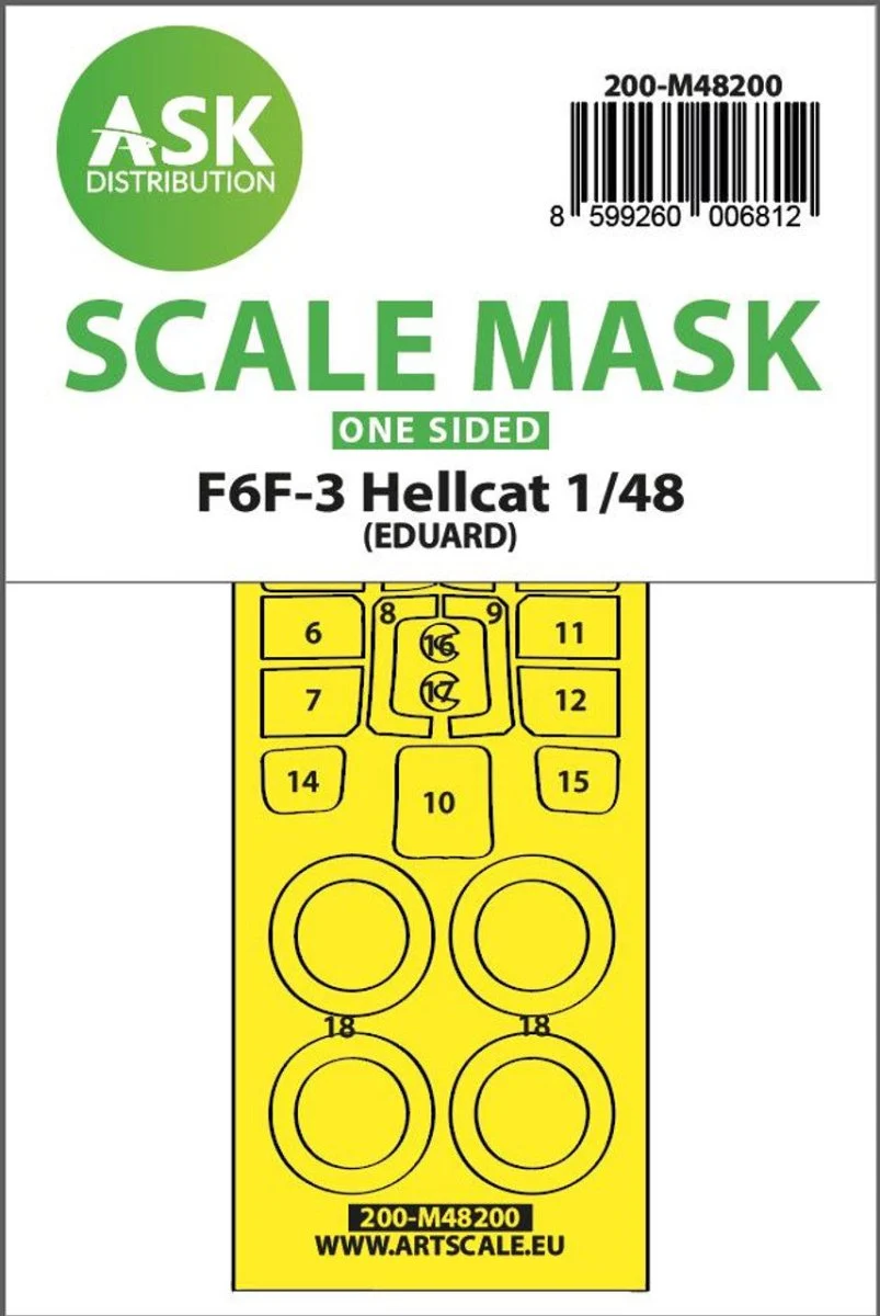 Art Scale 1/48 Art Scale F6F-3 Hellcat one-sided express fit mask for Eduard