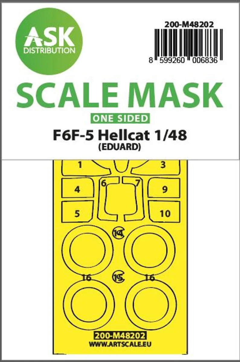 Art Scale 1/48 Art Scale F6F-5 Hellcat one-sided express fit mask for Eduard