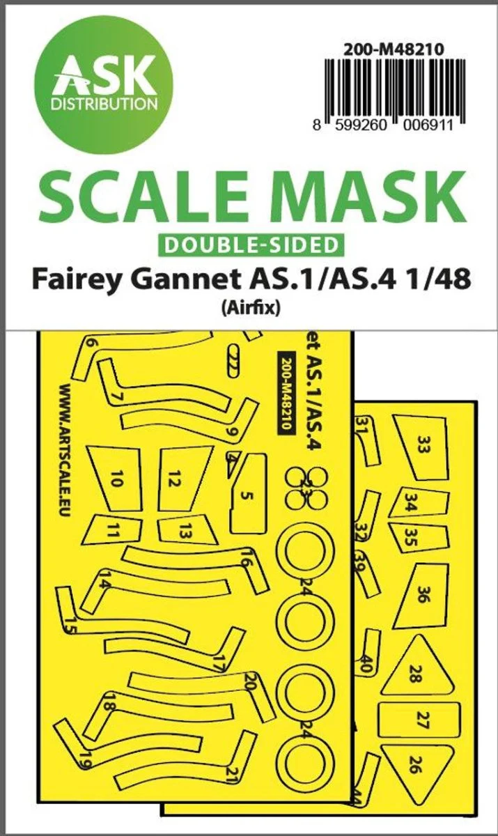 Art Scale 1/48 Art Scale Fairey Gannet AS.1/AS.4 double-sided fit and self adhesive express mask for Airfix