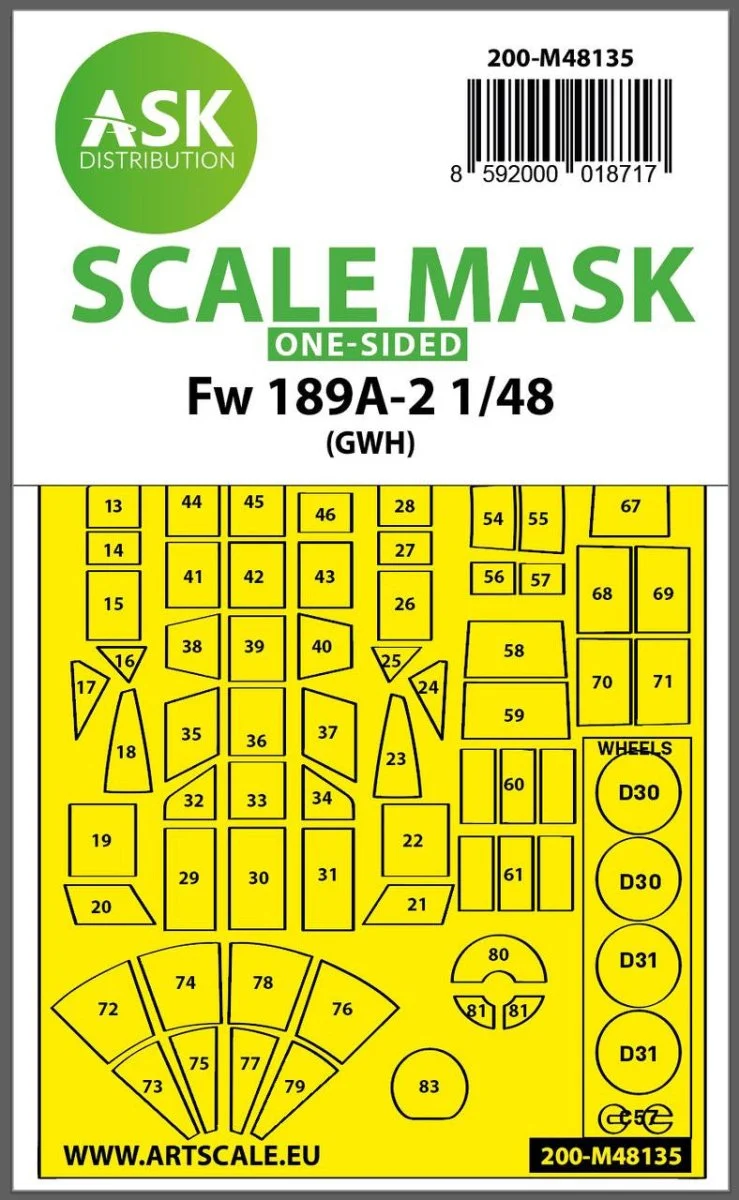 Art Scale 1/48 Art Scale Fw 189A-2 one-sided express mask for GWH