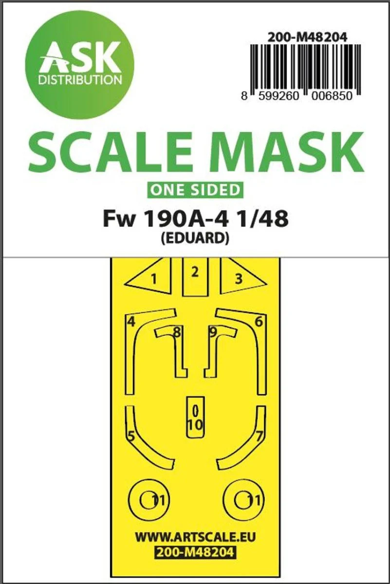 Art Scale 1/48 Art Scale Fw 190A-4 one-sided express fit mask for Eduard