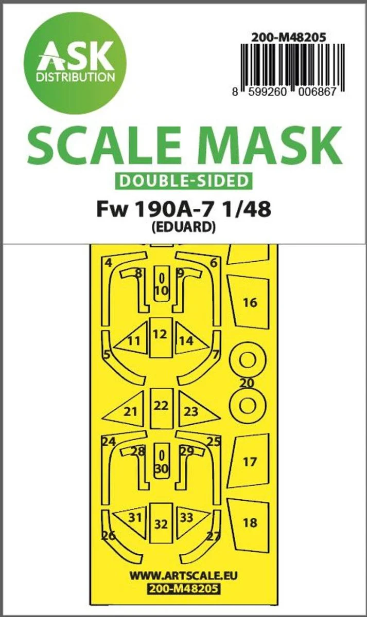 Art Scale 1/48 Art Scale Fw 190A-7 double-sided express fit mask for Eduard
