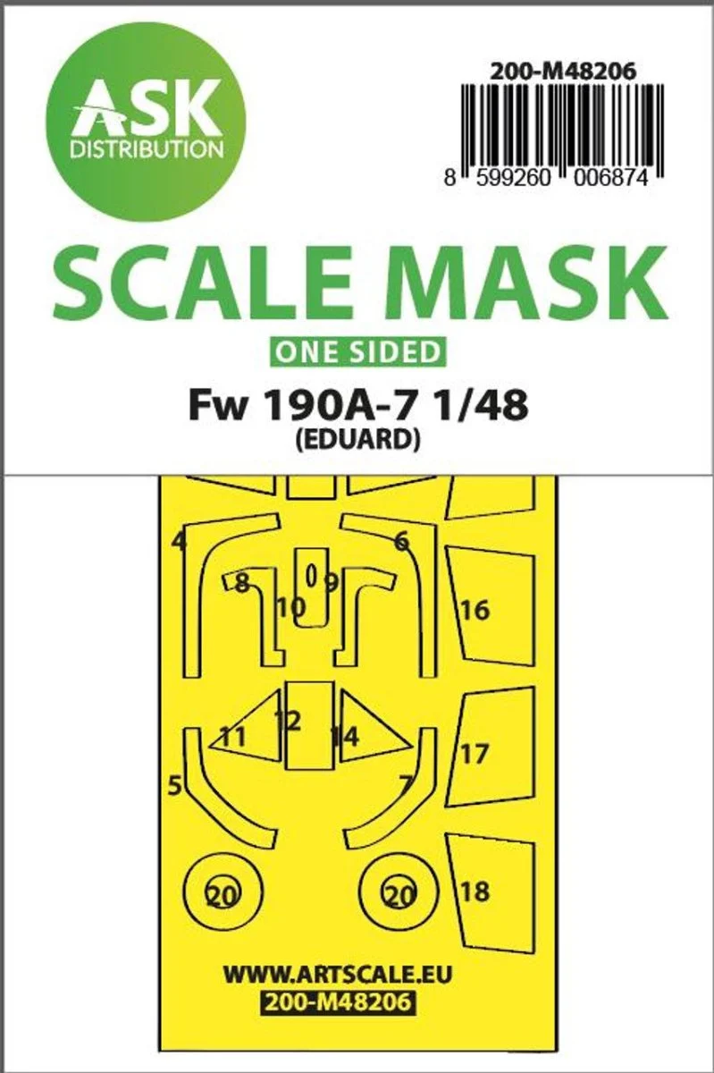 Art Scale 1/48 Art Scale Fw 190A-7 one-sided express fit mask for Eduard