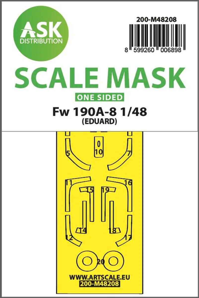 Art Scale 1/48 Art Scale Fw 190A-8 one-sided express fit mask for Eduard