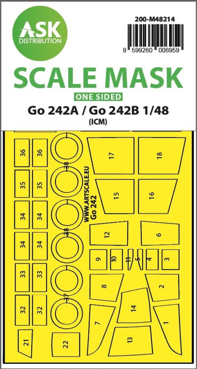 Art Scale 1/48 Art Scale Gotha Go 242A / Go 242B one-sided express fit mask for ICM