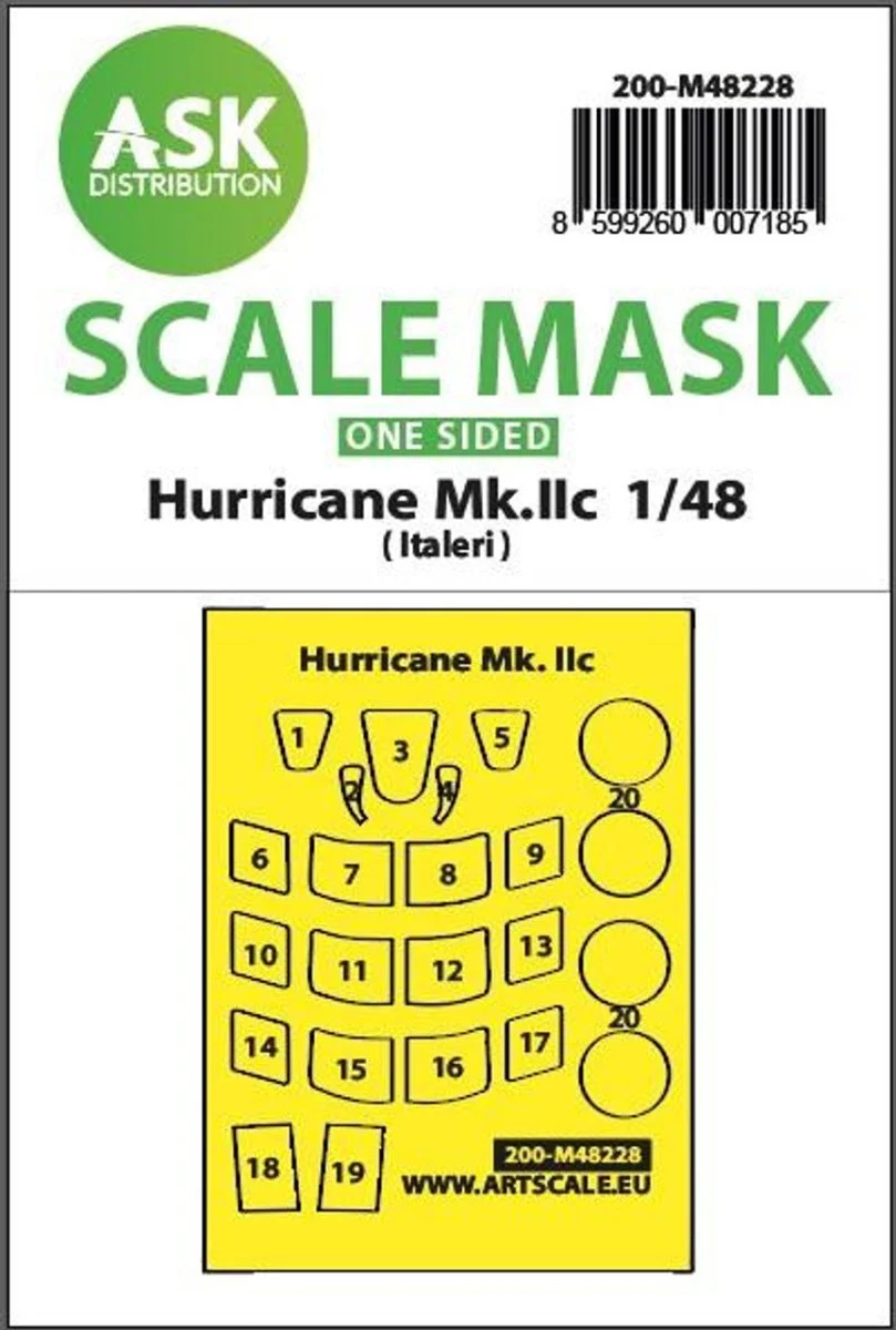 Art Scale 1/48 Art Scale Hawker Hurricane Mk.IIc one-sided express mask for Italeri