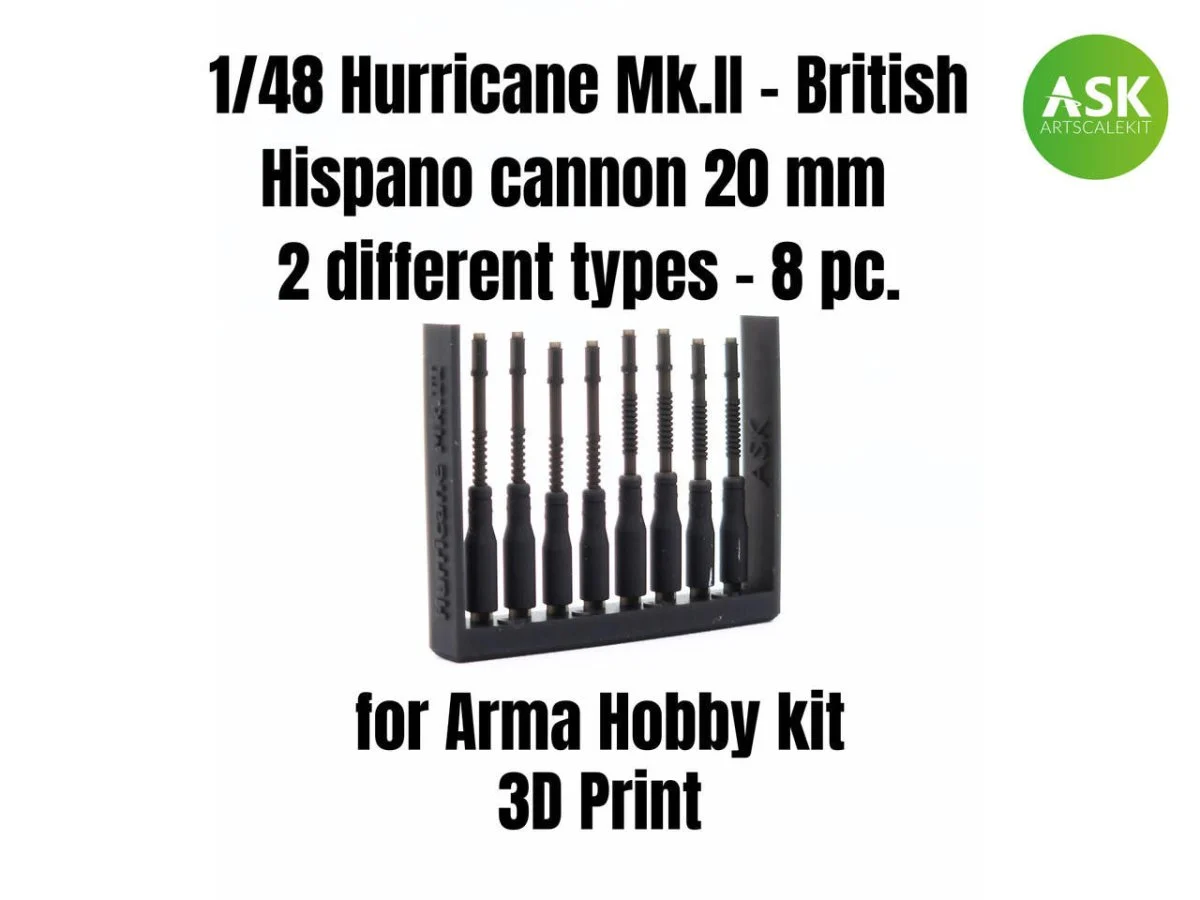Art Scale 1/48 Art Scale Hurricane Mk.II - British Hispano cannon 20 mm - 2 different types - 8 pc.