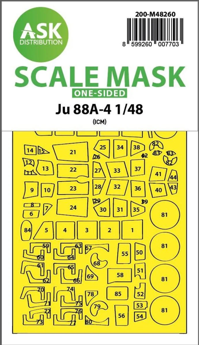 Art Scale 1/48 Art Scale Ju 88A-4 one-sided express fit mask for ICM