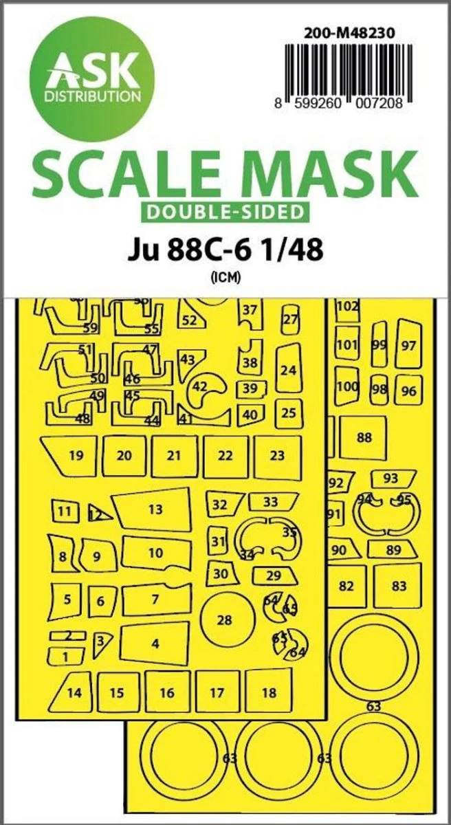 Art Scale 1/48 Art Scale Ju 88C-6 double-sided express fit mask for ICM