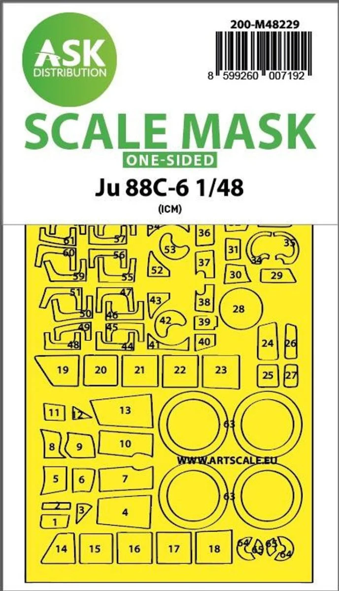 Art Scale 1/48 Art Scale Ju 88C-6 one-sided express fit mask for ICM
