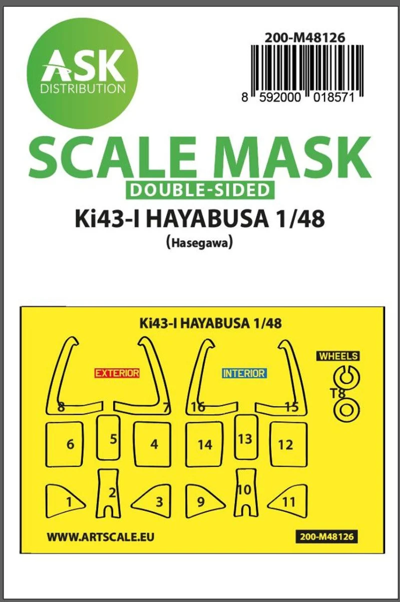 Art Scale 1/48 Art Scale Ki-43-I Hayabusa double-sided express mask, self-adhesive and pre-cutted for Hasegawa